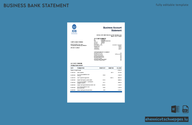 Kontoauszug eines Joint-Venture-Unternehmens (Word und PDF) – 1 Beispielvorschau